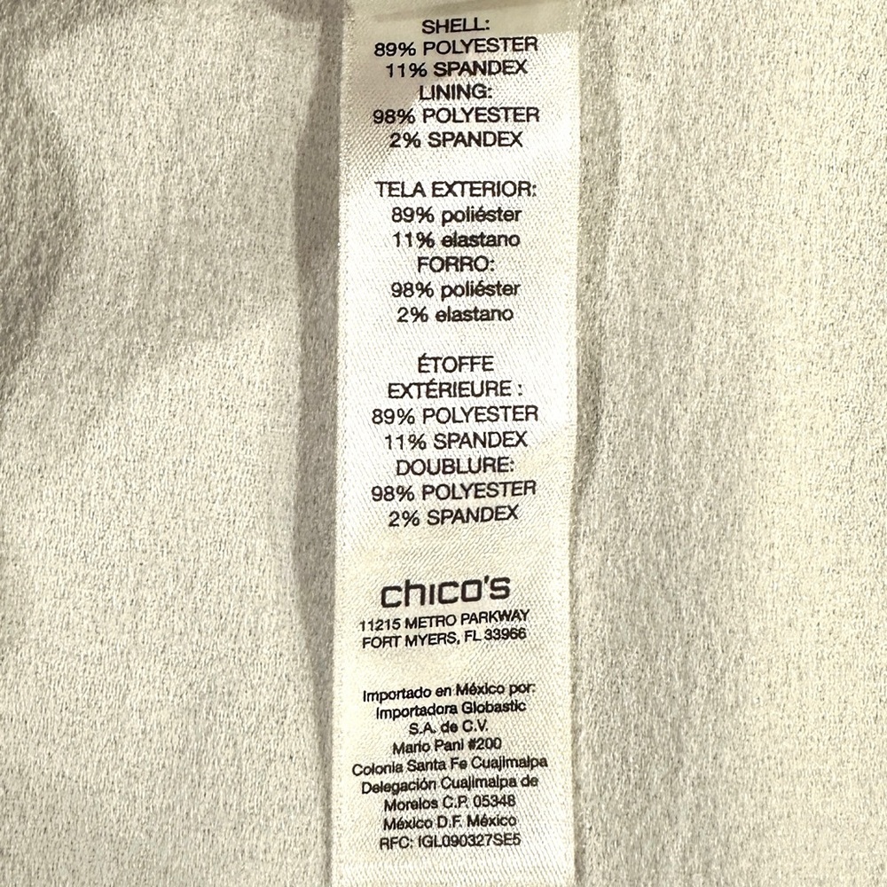 Chico’s Faux Suede Gray And White Draped Cardigan - Picture 7 of 7